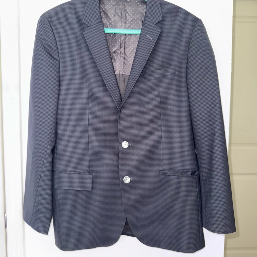 Hugo Boss Navy Blue/Black Checkered Sport Coat Modern Slim Fit Jacket